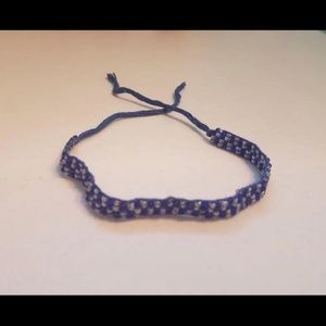 Sale thin Handwoven Silver and Blue Bracelet